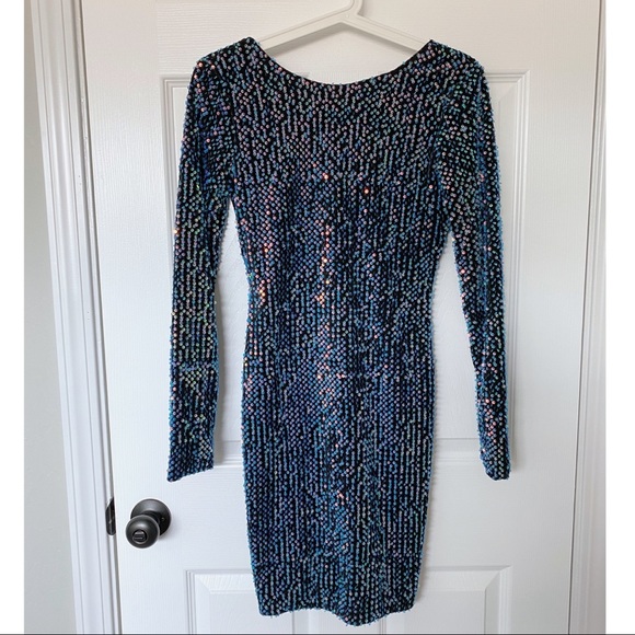 motel blue sequin dress Sindy Sequin Mini Dress in Bluebell – Taylor Ashley main image 1